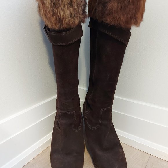 A. Giannetti Suede and Fur Boots - Picture 2 of 6
